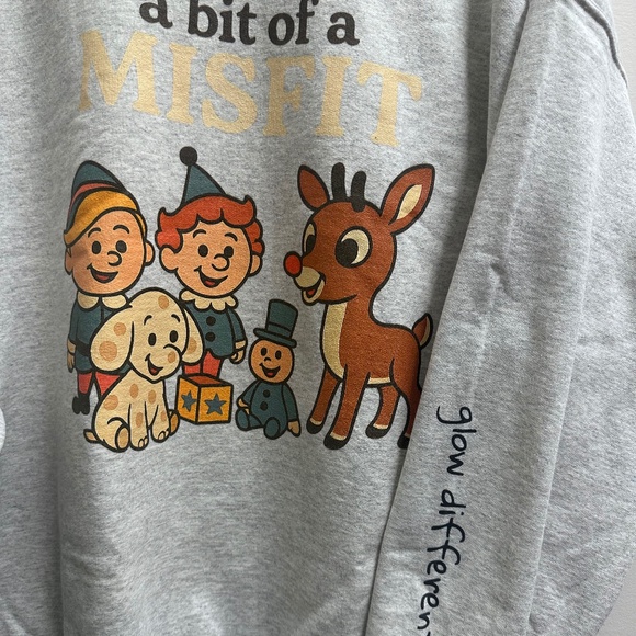 NWT 'A Bit of a Misfit' Christmas Graphic Crewneck Sweatshirt Rudolph L- 3XL - Picture 3 of 3